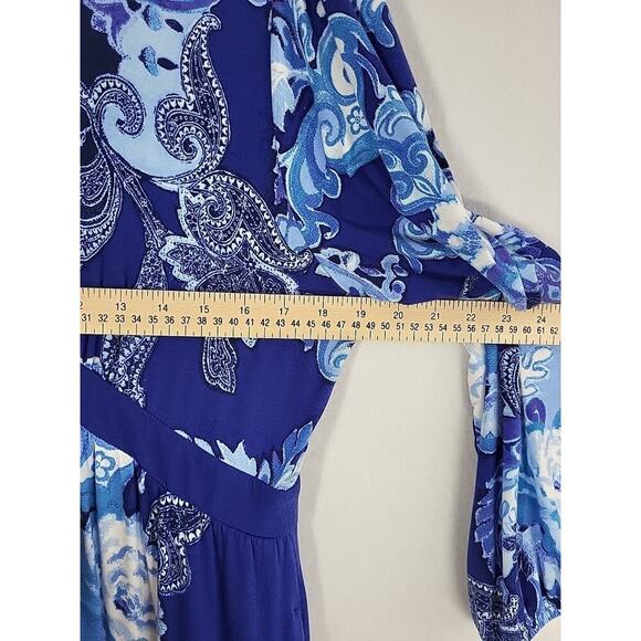 Soft Surroundings Shivani Floral Maxi Dress PL Blue Empire Waist Long Sleeve - Picture 5 of 10